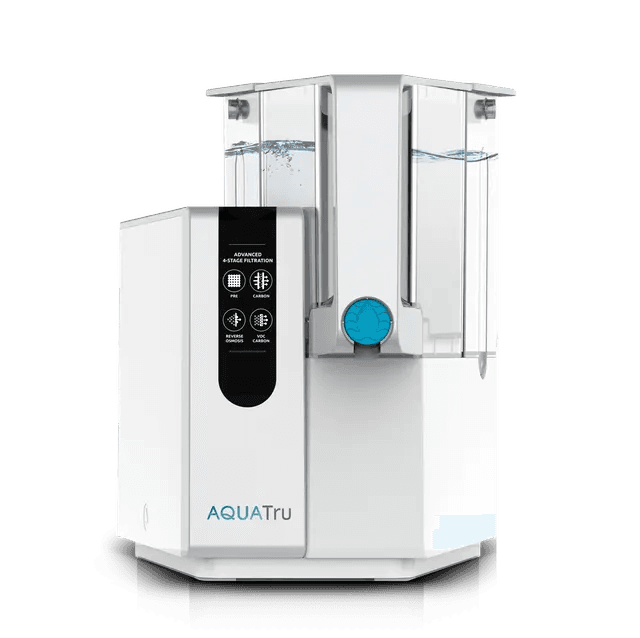 AquaTru Classic countertop reverse osmosis water purifier with clear tank