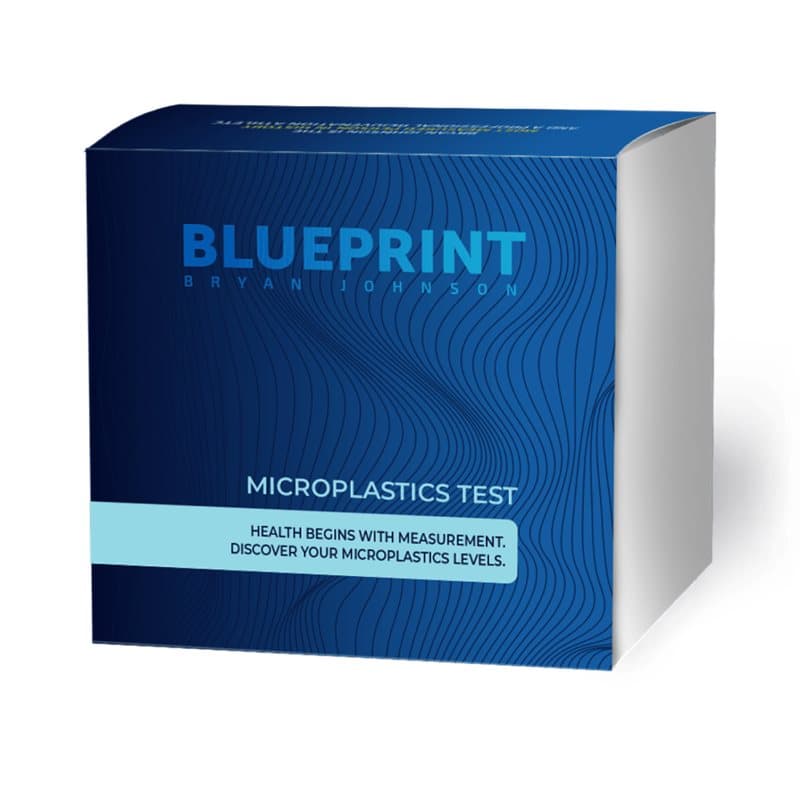 Blueprint by Bryan Johnson At-Home Microplastics Blood Test Kit box