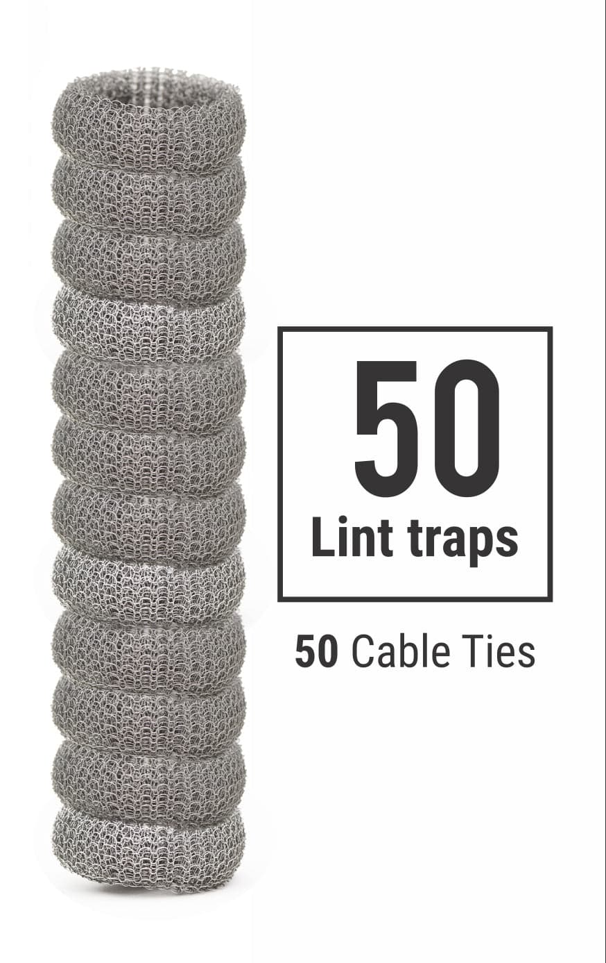 DR Quality Parts stainless steel mesh lint traps, 50-pack with 50 cable ties